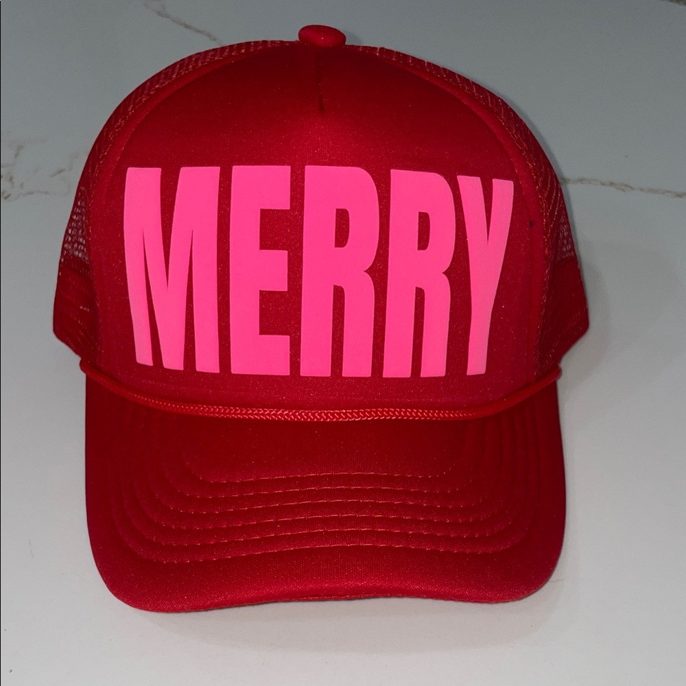 MERRY Trucker hat in Red & Pink